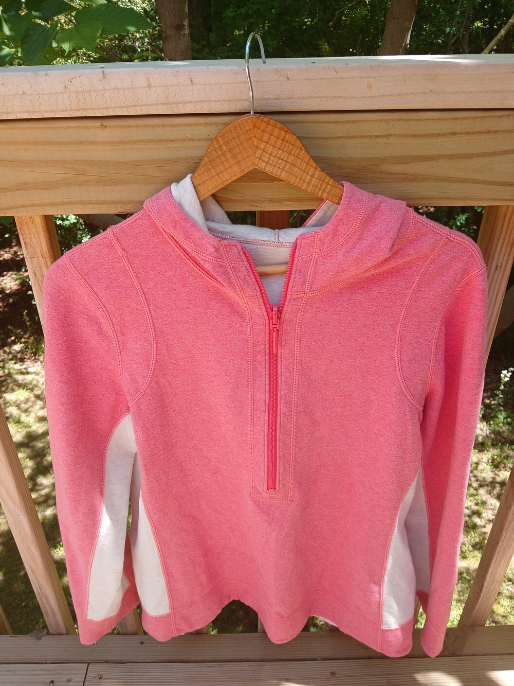 Tommy Bahama Pink Half-Zip Hooded Pullover with White Panels